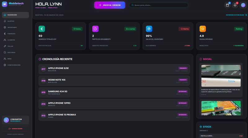 MobileTech ERP - Dashboard de gestión empresarial